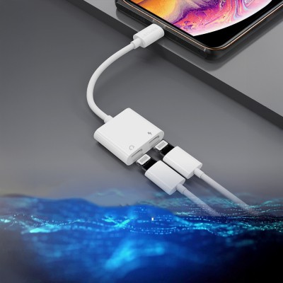 Lenyes AX92 Lightning to Lightning 2in1 Charging and Headphone Converter Adapter - 3