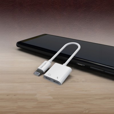 Lenyes AX92 Lightning to Lightning 2in1 Charging and Headphone Converter Adapter - 4