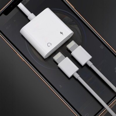 Lenyes AX92 Lightning to Lightning 2in1 Charging and Headphone Converter Adapter - 6