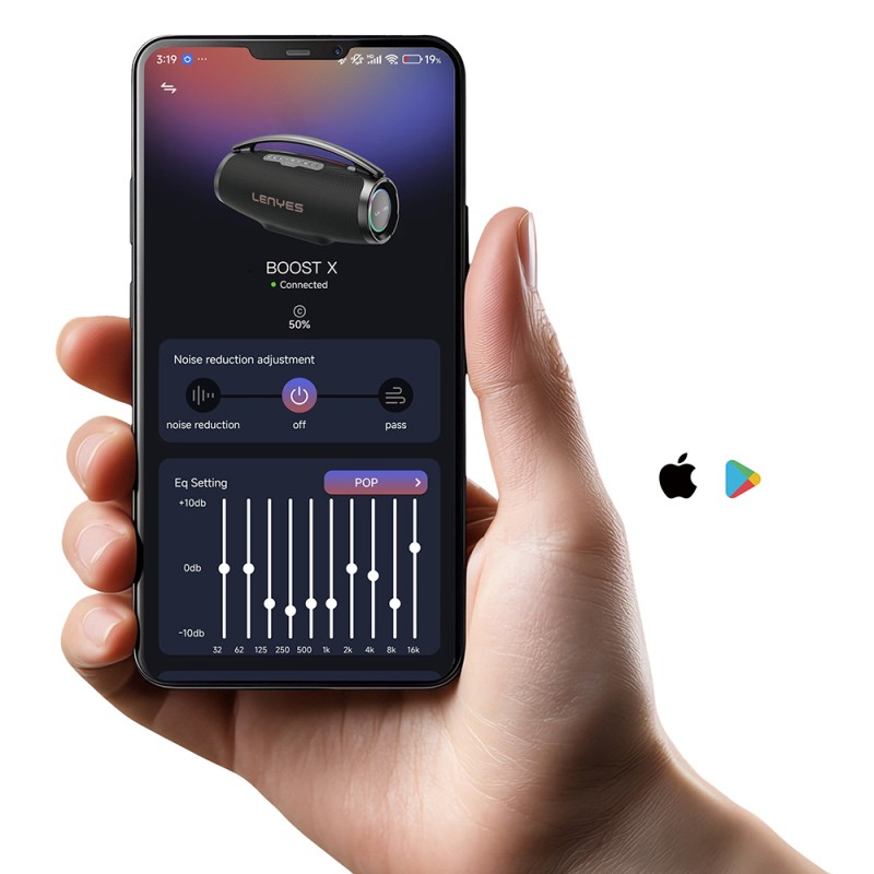 Lenyes Boost X Series RGB Illuminated Portable Bluetooth Speaker with Dual Microphones v5.3 600W - 2