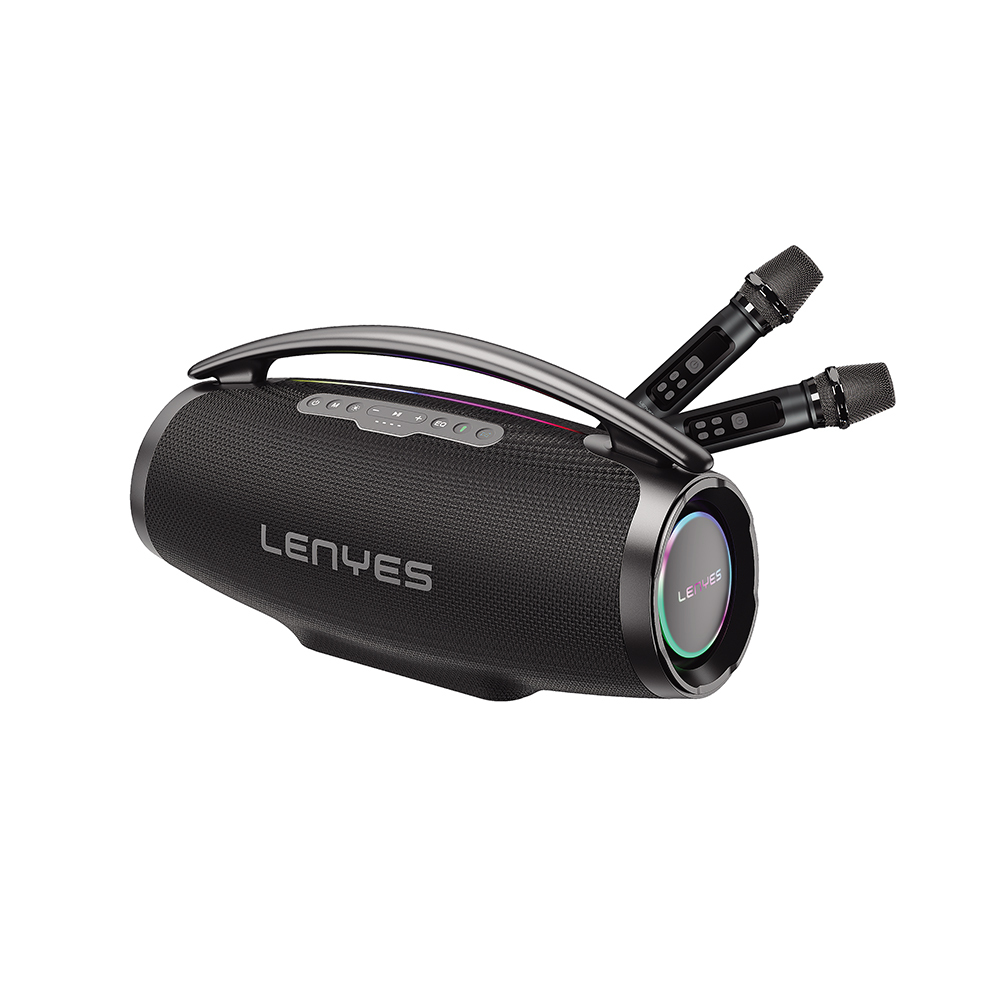 Lenyes Boost X Serisi RGB Işıklı Çift Mikrofonlu Taşınabilir Bluetooth Hoparlör v5.3 600W - Siyah