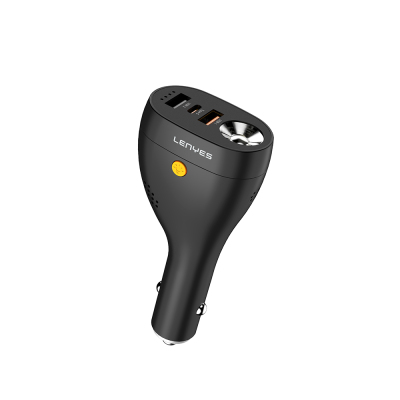 Lenyes CA70 Type-C + Dual USB-A Portlu Hızlı Şarj Özellikli Çok Fonksiyonlu Araç Şarj Aleti 20W - Lenyes