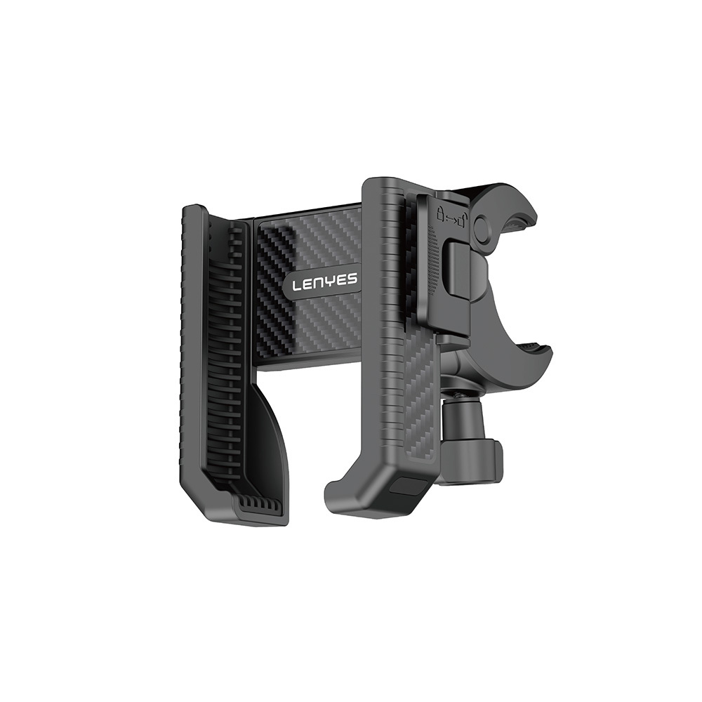 Lenyes CR182 360 Derece Ayarlanabilir Çift Kilitli Bisiklet ve Motosiklet Telefon Tutucu - Siyah