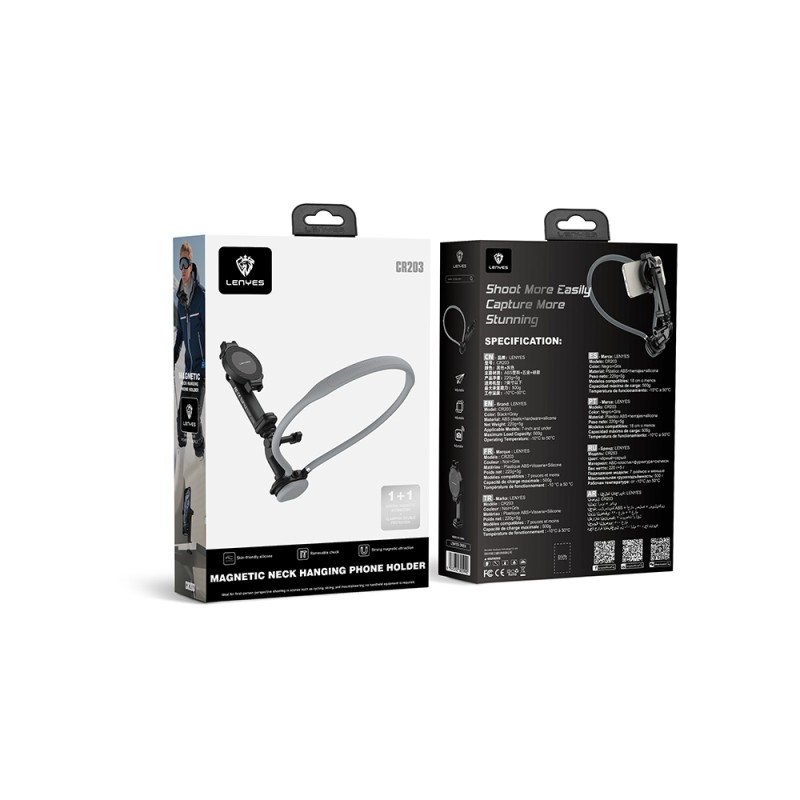 Lenyes CR203 2in1 Eller Serbest Magnetik Boyun Askılı Telefon Tutucu - 8