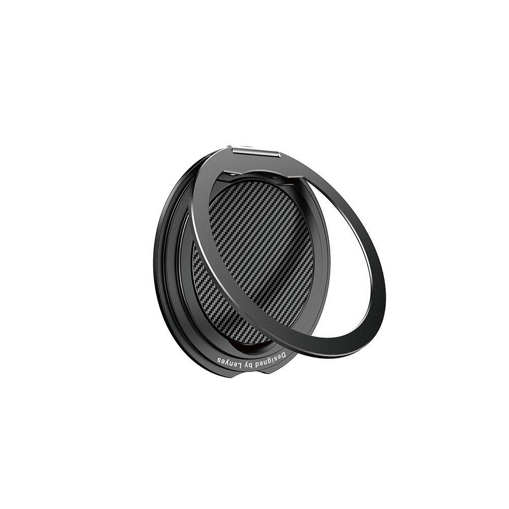 Lenyes CR212 Aramid Fiber 360 Derece Dönebilen Magnetik Ring Stand Telefon Tutucu - Siyah