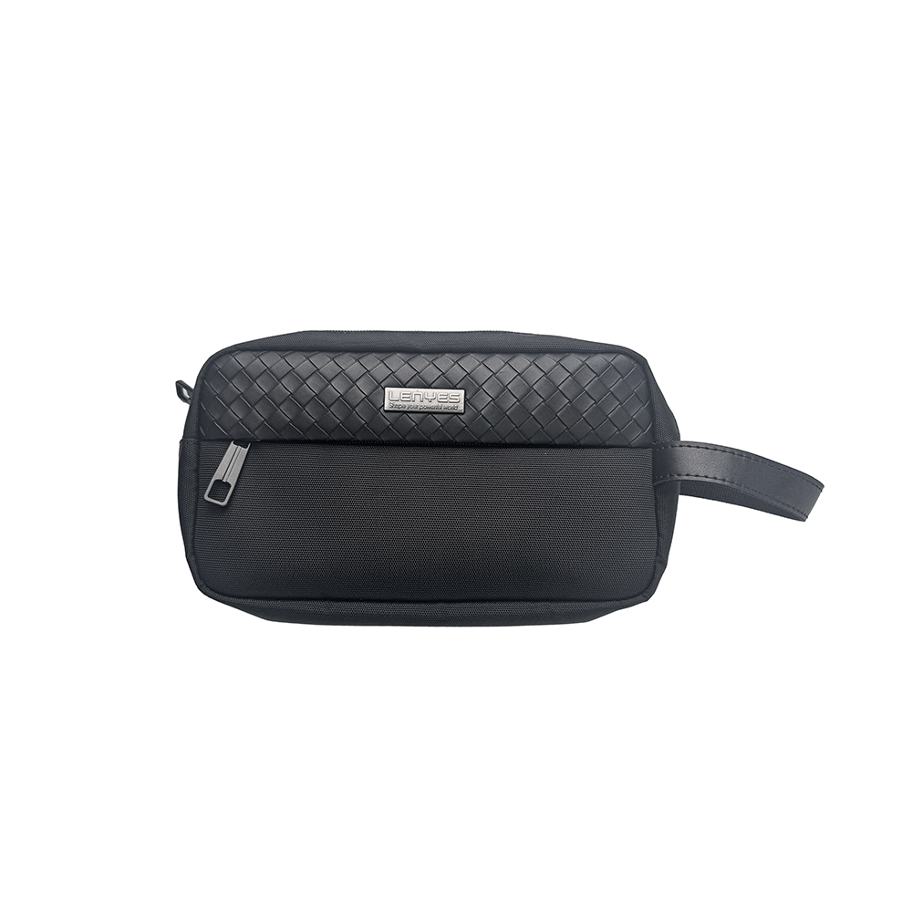 Lenyes LB551 Voyagers Serisi 1200D Polyester Kumaş Bilek Askı Kayışlı Mobil Aksesuar Çantası - Siyah