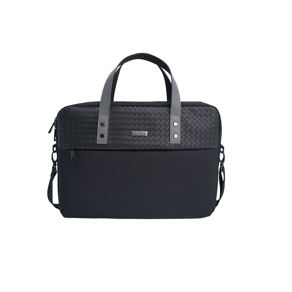 Lenyes LB552 Voyagers Serisi Su Geçirmez Polyester Kumaş Çıkarılabilir Omuz Askılı 13-14 inç Laptop Çantası - Siyah