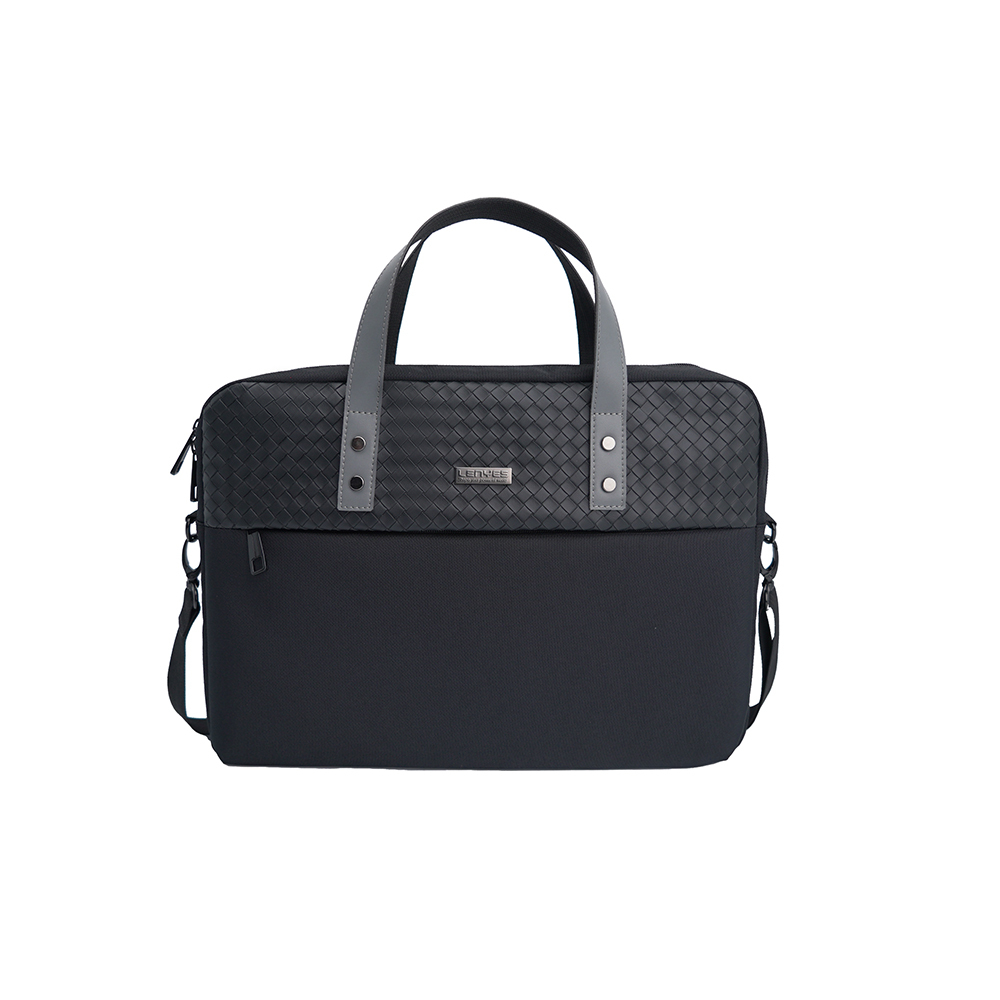 Lenyes LB553 Voyagers Serisi Su Geçirmez Polyester Kumaş Çıkarılabilir Omuz Askılı 15-16 inç Laptop Çantası - Siyah