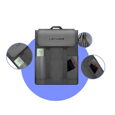 Lenyes LB566 Dreamer Backpack Serisi Su Geçirmez Deri Tasarımlı Omuz Askılı Sırt Çantası - 3