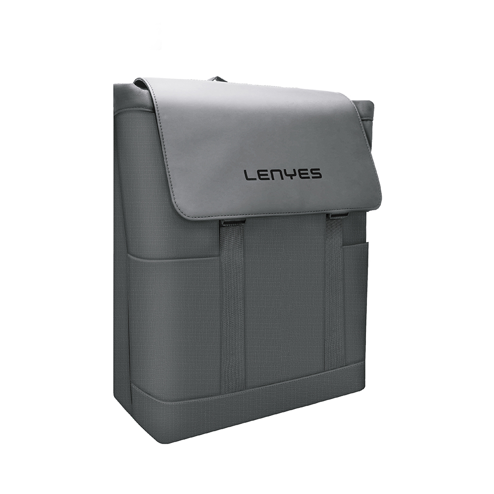 Lenyes LB566 Dreamer Backpack Serisi Su Geçirmez Deri Tasarımlı Omuz Askılı Sırt Çantası - Gri