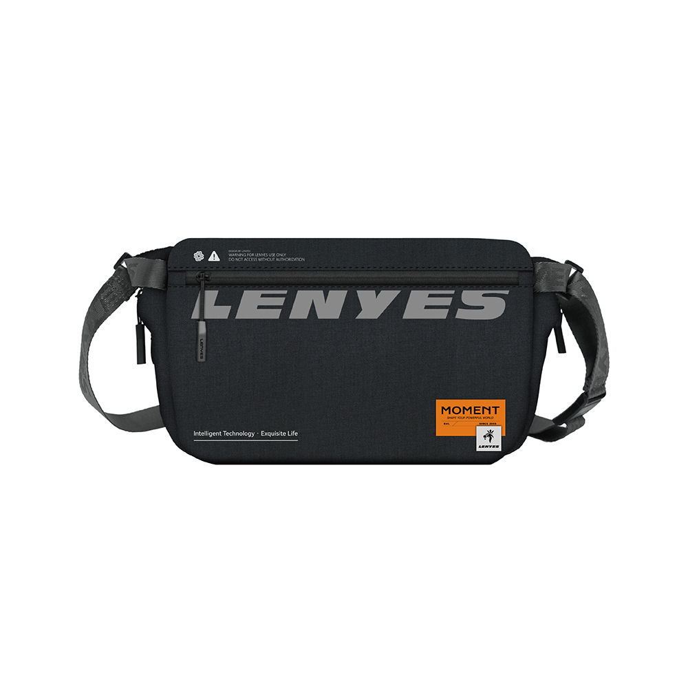 Lenyes LB594 Innovator Crossbody Serisi Manyetik Tokalı 500D Su Geçirmez Kumaşlı Çapraz Vücut Çantası - Siyah