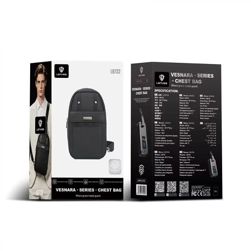 Lenyes LB732 Vesnara Series Fingerprint Lock Waterproof Chest Bag - 6