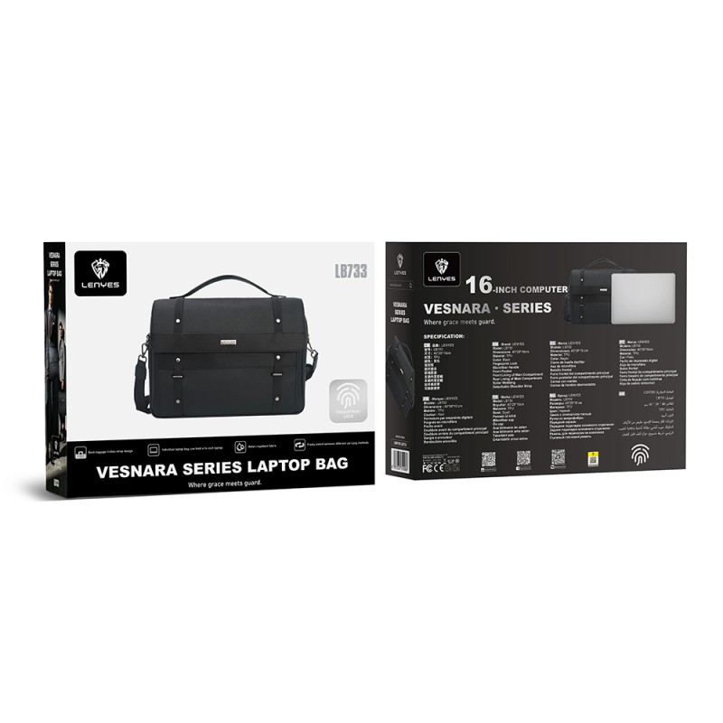 Lenyes LB733 Vesnara Series Fingerprint Lock Waterproof 16-inch Laptop Bag - 7