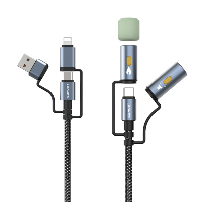 Lenyes LC112 Çoklu Şarj Kablolu Fener Ve Çakmaklık Özellikli 6in1 Kablo 240W 1M - Lenyes