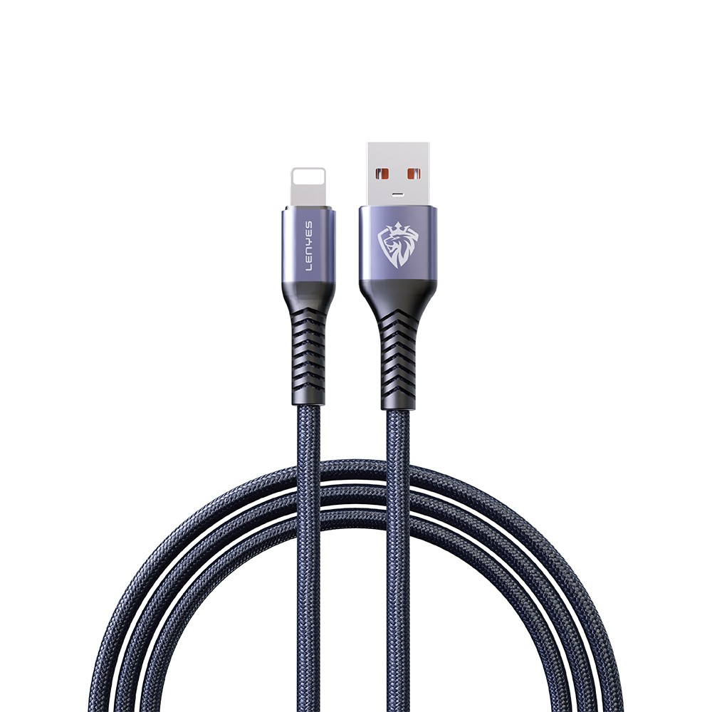 Lenyes LC510 USB-A to Lightning 2.4A Örgü Tasarımlı Hızlı Şarj Özellikli Data ve Şarj Kablosu 1M - Siyah