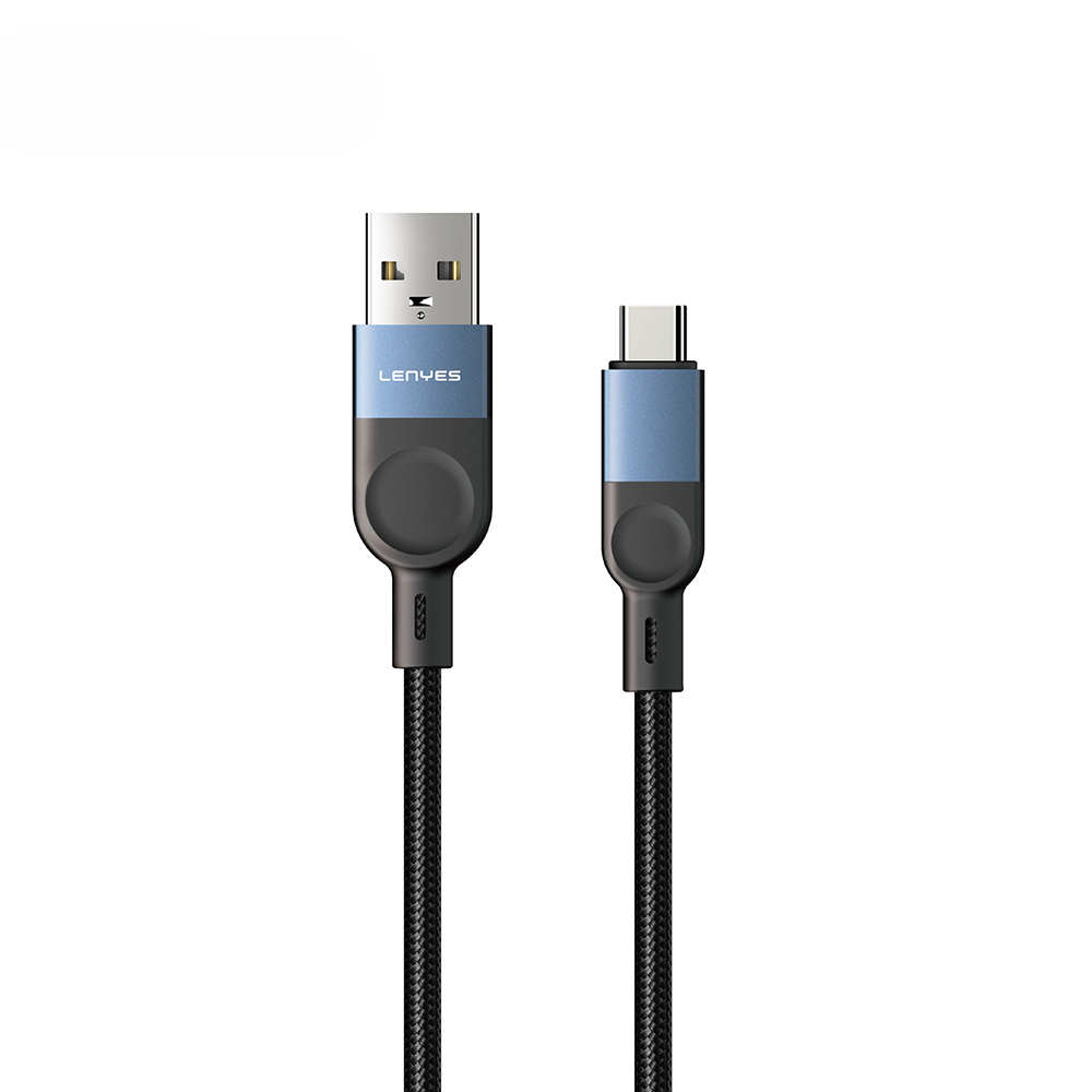 Lenyes LC514 USB-A to Type-C Hızlı Şarj Özellikli Örgülü Data ve Şarj Kablosu 15W 1M - Siyah