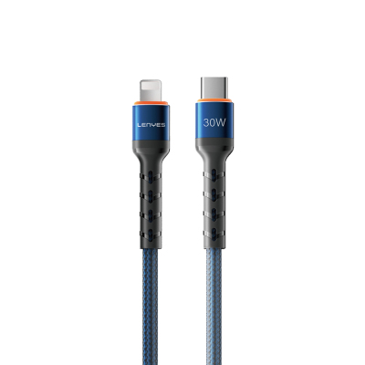 Lenyes LC515 Type-C to Lightning Hızlı Şarj Özellikli Örgülü Data ve Şarj Kablosu 30W 1M - Lenyes