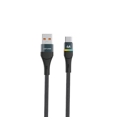 Lenyes LC520 USB-A to Type-C 6A Örgü Tasarımlı Hızlı Şarj Özellikli Data ve Şarj Kablosu 66W 1M - Lenyes
