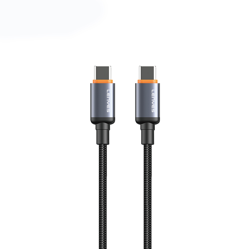 Lenyes LC528 Type-C to Type-C Hızlı Şarj Özellikli Örgülü Data ve Şarj Kablosu 60W 1M - Siyah