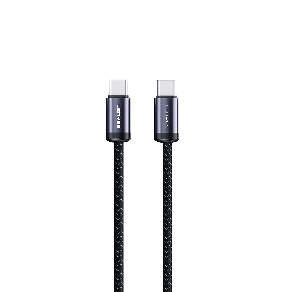 Lenyes LC537 Type-C to Type-C Hızlı Şarj Özellikli Örgülü Data ve Şarj Kablosu 60W 1M - Siyah