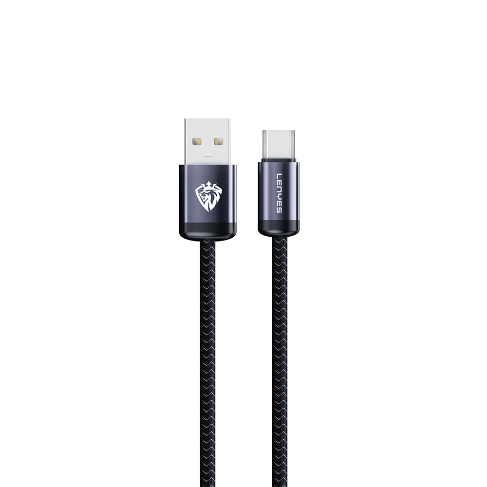 Lenyes LC537 USB-A to Micro Hızlı Şarj Özellikli Örgülü Data ve Şarj Kablosu 10W 1M - Siyah