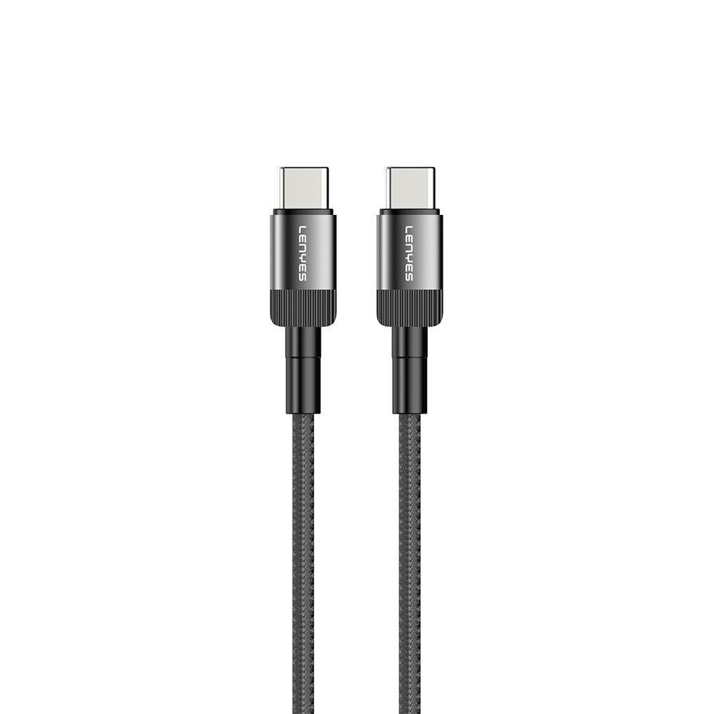 Lenyes LC546 Type-C to Type-C Örgü Tasarımlı Hızlı Şarj Özellikli Data ve Şarj Kablosu 60W 1M - Siyah