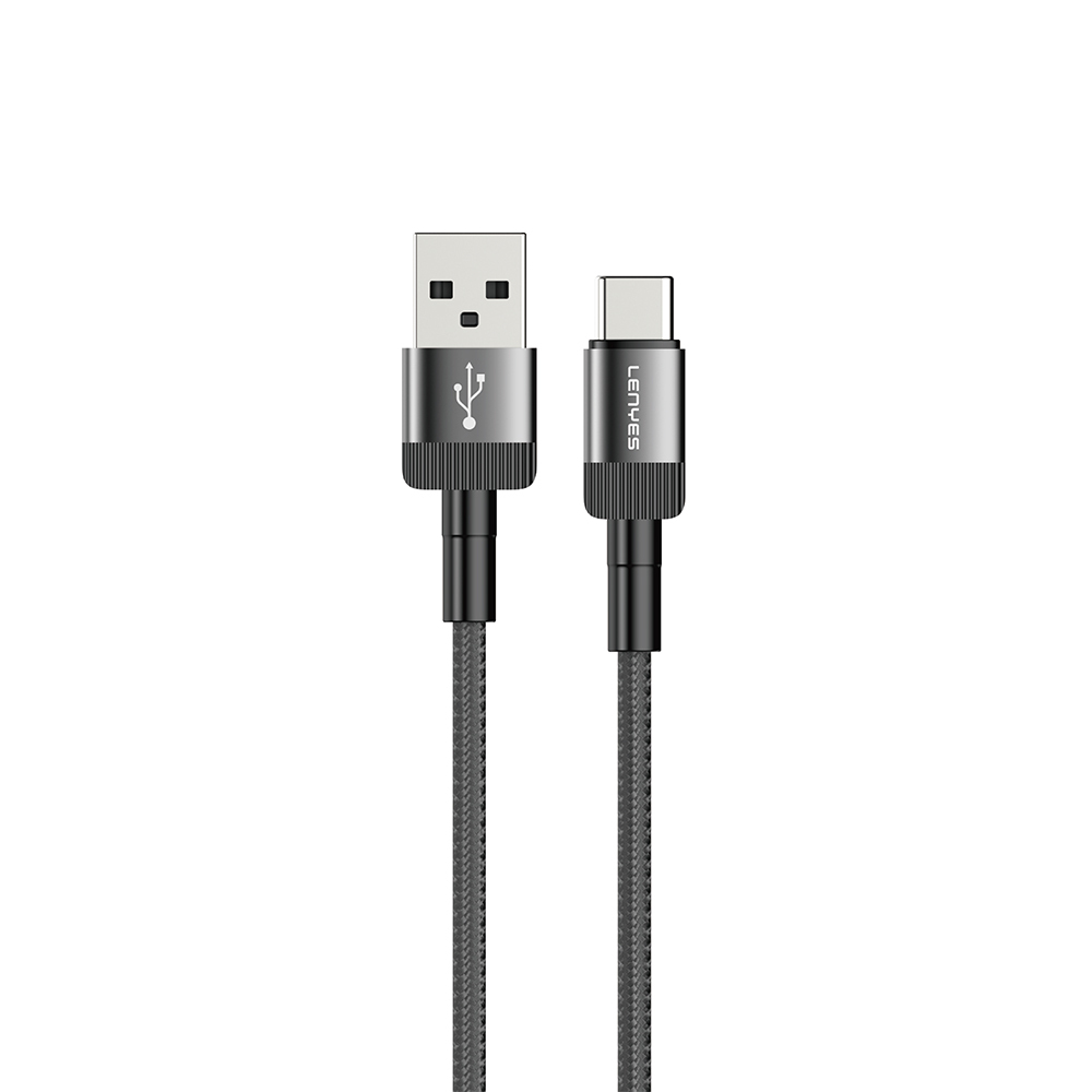 Lenyes LC546 USB-A to Type-C Örgü Tasarımlı Hızlı Şarj Özellikli Data ve Şarj Kablosu 12W 1M - Siyah
