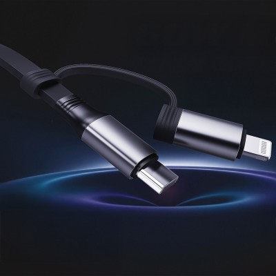 Lenyes LC552 4in1 USB-A - Type-C + Type-C to Lightning Makaralı Data ve Şarj Kablosu 60W 95cm - 5