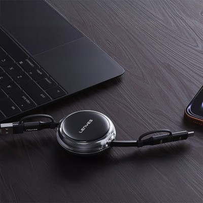 Lenyes LC552 4in1 USB-A - Type-C + Type-C to Lightning Makaralı Data ve Şarj Kablosu 60W 95cm - 6