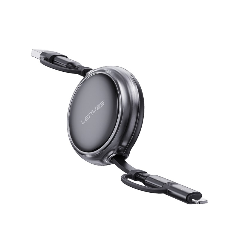 Lenyes LC552 4in1 USB-A - Type-C + Type-C to Lightning Makaralı Data ve Şarj Kablosu 60W 95cm - 2