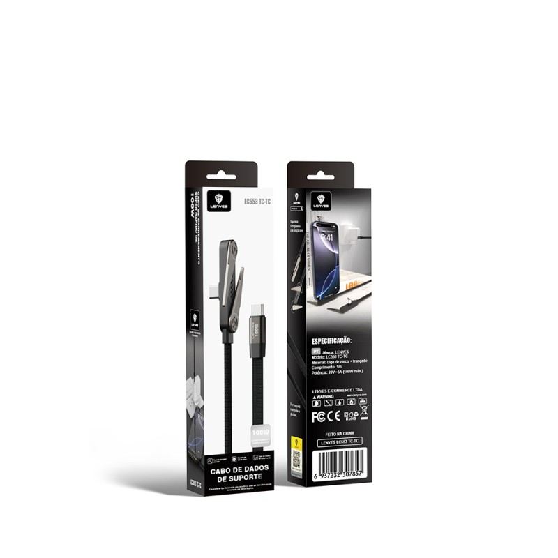 Lenyes LC553 Type-C to Type-C E-MARK Chip Stand Data and Charging Cable 100W 1M - 6