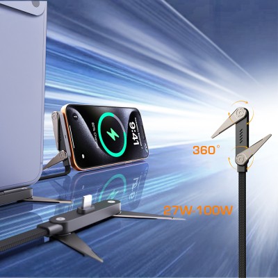 Lenyes LC553 Type-C to Type-C Stand Özellikli E-Mark Smart Çipli Data ve Şarj Kablosu 100W 1M - 4