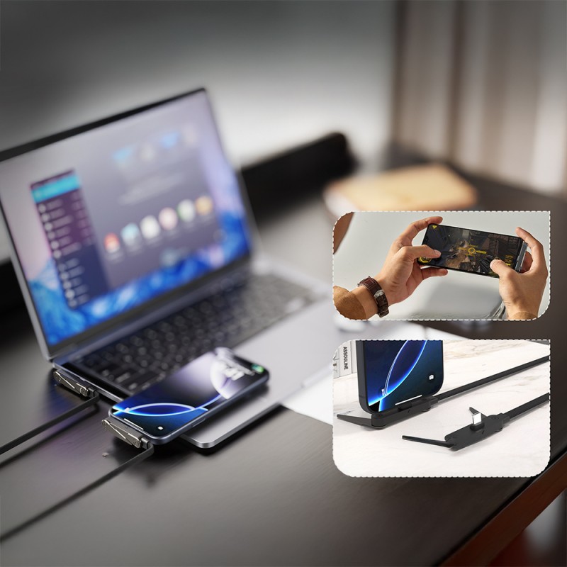 Lenyes LC553 Type-C to Type-C Stand Özellikli E-Mark Smart Çipli Data ve Şarj Kablosu 100W 1M - 5