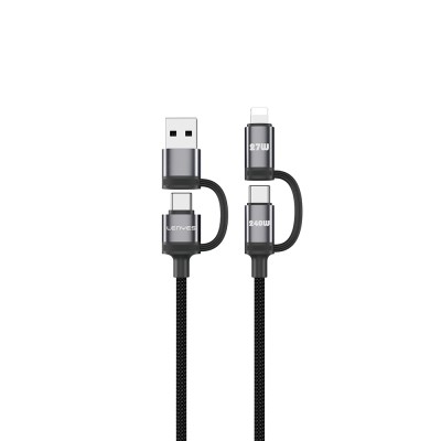 Lenyes LC557 4in1 USB-A - Type-C + Type-C to Lightning E-Mark Smart Çipli Data ve Şarj Kablosu 240W 1M - 2