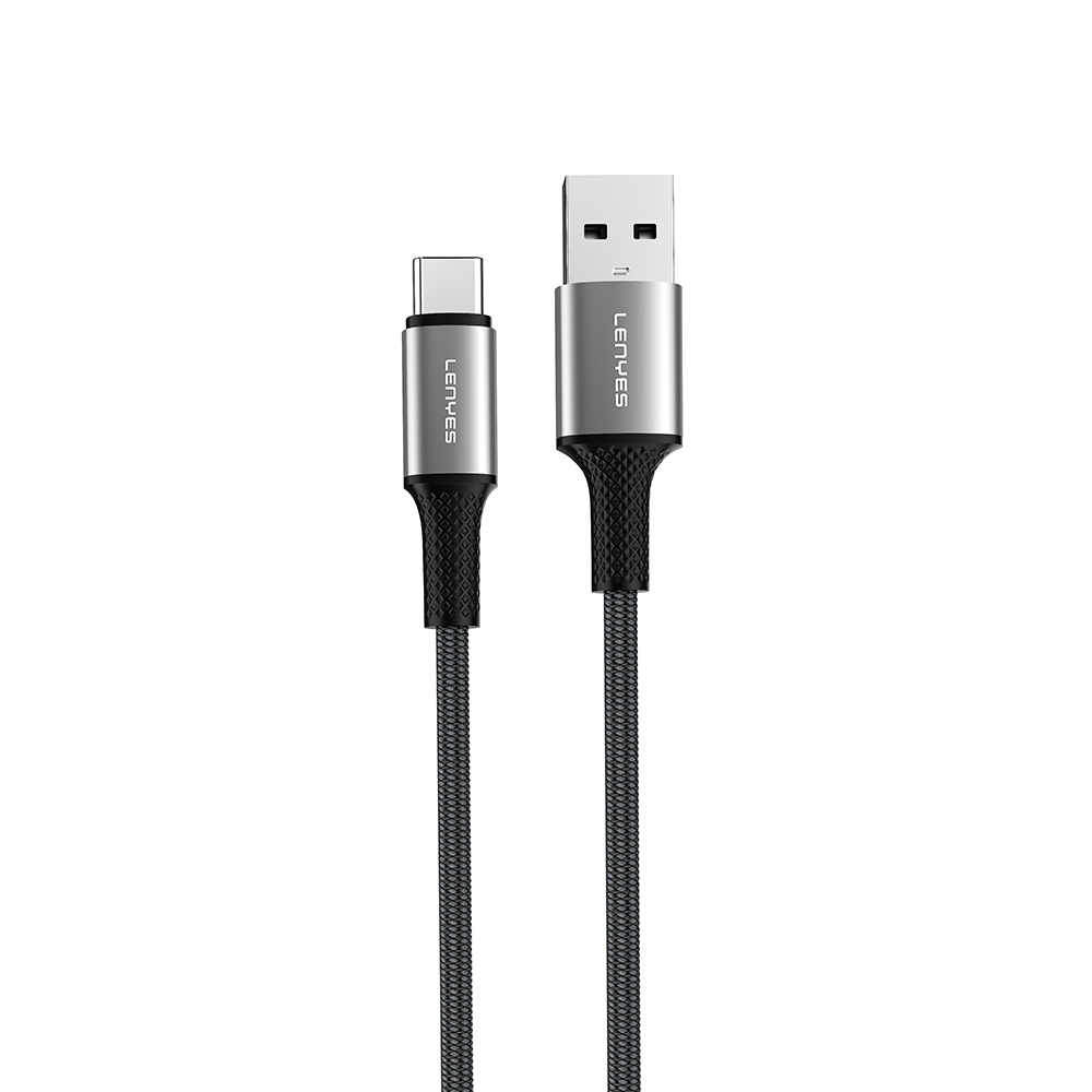 Lenyes LC565 USB-A to Type-C Örgü Tasarımlı Hızlı Şarj Özellikli Data ve Şarj Kablosu 12W 1M - Siyah