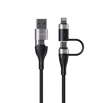 Lenyes LC568 4in1 USB-A - Type-C + Type-C to Lightning Data ve Şarj Kablosu 100W 1M - Lenyes