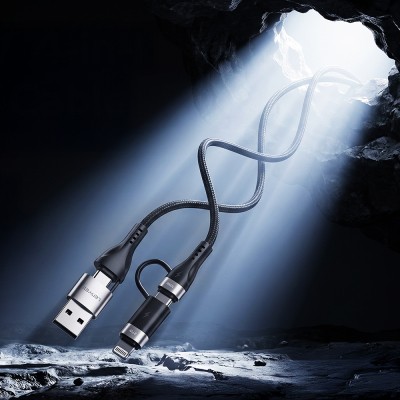 Lenyes LC568 4in1 USB-A - Type-C + Type-C to Lightning Data ve Şarj Kablosu 100W 1M - 2