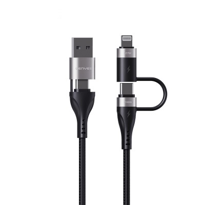 Lenyes LC568 4in1 USB-A - Type-C + Type-C to Lightning Data ve Şarj Kablosu 100W 1M