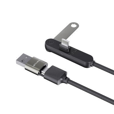 Lenyes LC569 2-in-1 USB-A to Type-C + Type-C Data and Charging Cable with Stand, 240W, 1.2M - Lenyes