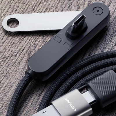 Lenyes LC569 2-in-1 USB-A to Type-C + Type-C Data and Charging Cable with Stand, 240W, 1.2M - 6
