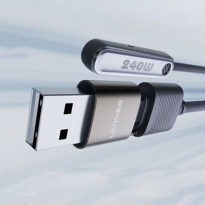 Lenyes LC569 2in1 USB-A - Type-C + Type-C Standlı Data ve Şarj Kablosu 240W 1.2M - 2