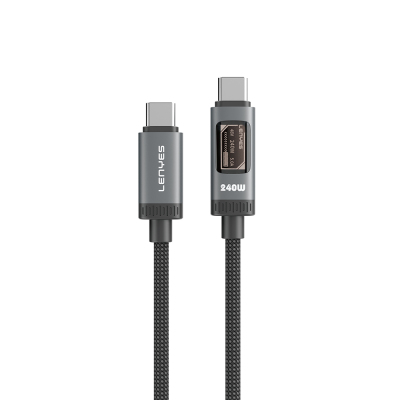 Lenyes LC571 OLED Dijital Ekranlı Type-C to Type-C Data ve Şarj Kablosu 240W 1.2M - Lenyes