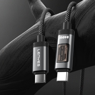 Lenyes LC571 Type-C to Type-C Data and Charging Cable with OLED Digital Display, 240W, 1.2M - 2