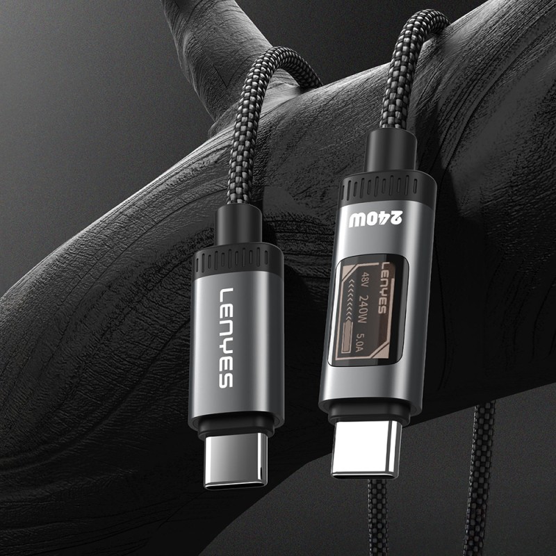 Lenyes LC571 Type-C to Type-C Data and Charging Cable with OLED Digital Display, 240W, 1.2M - 2