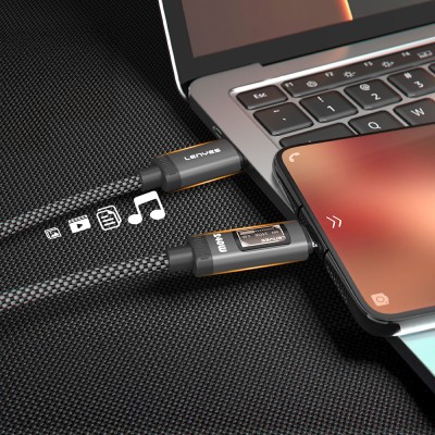 Lenyes LC571 Type-C to Type-C Data and Charging Cable with OLED Digital Display, 240W, 1.2M - 4