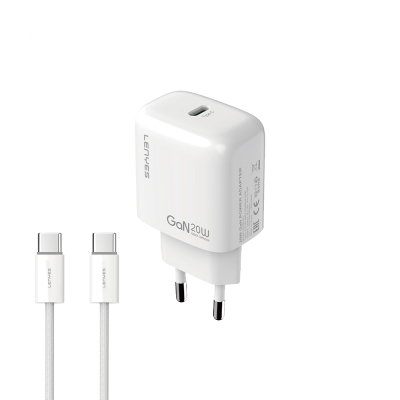 Lenyes LCH90-TC-TC Type-C to Type-C GaN Teknolojili PD Hızlı Şarj Özellikli Şarj Seti 20W - Lenyes