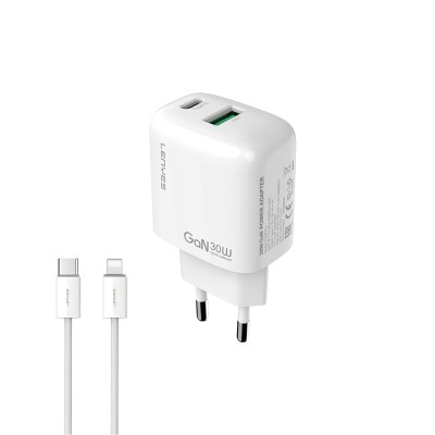 Lenyes LCH93-TC-L Type-C to Lightning GaN Technology PD and USB Fast Charging Charger Set 30W - 2
