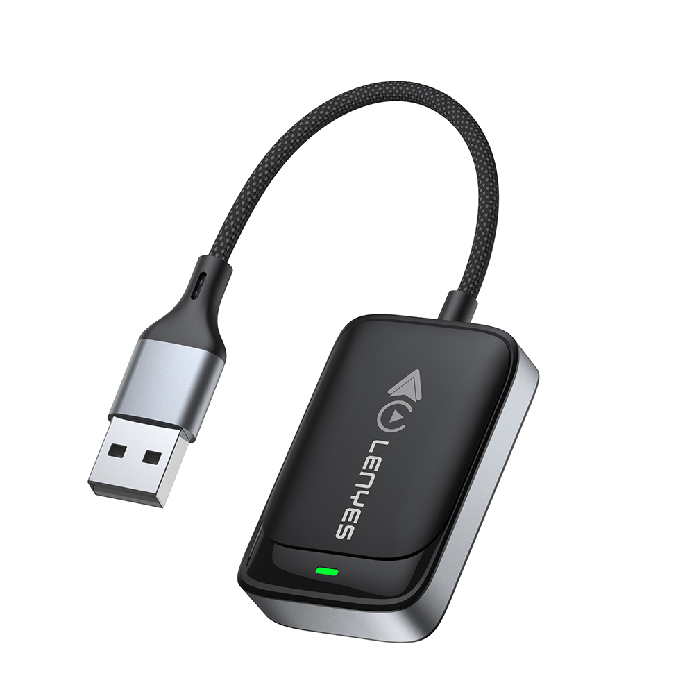 Lenyes LCP03 Android Auto Destekli CarPlay USB Bluetooth 5.0 Wireless Transmitter Adaptör - Siyah