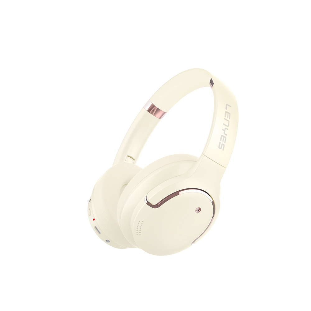 Lenyes LH61 Katlanabilir Tasarımlı TWS Kulak Üstü Bluetooth Kulaklık v5.4 - Krem