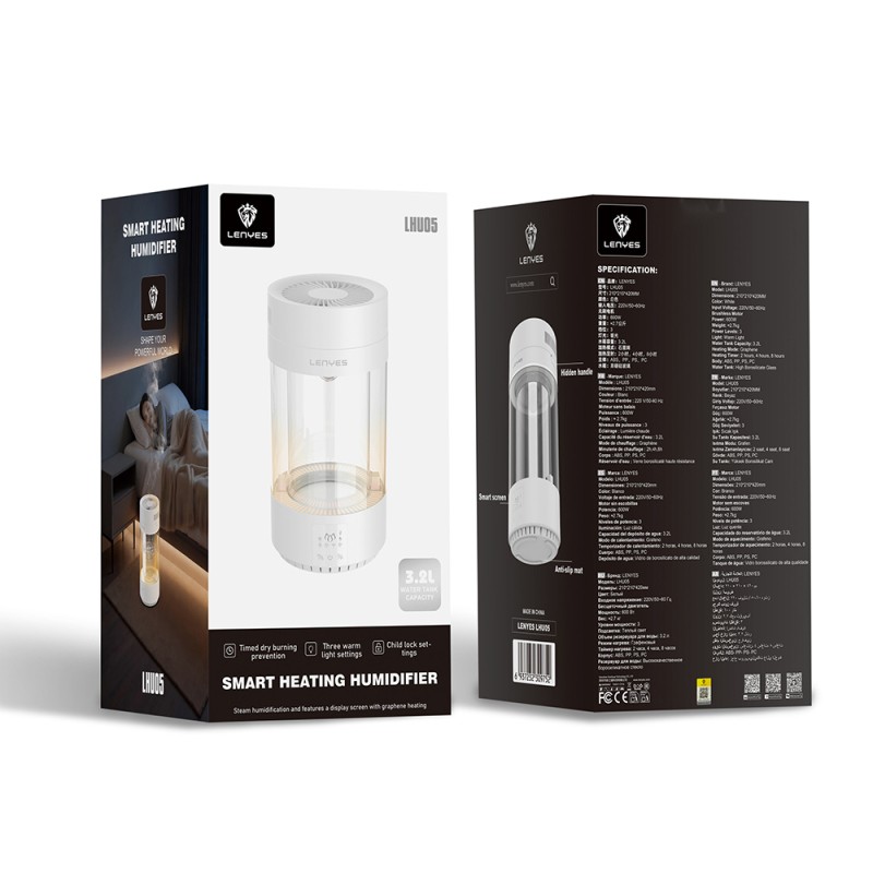 Lenyes LHU05 Zaman Ayarlı RGB Atmosfer Işıklı Aydınlatma Akıllı Isıtmalı Hava Nemlendirici - 8